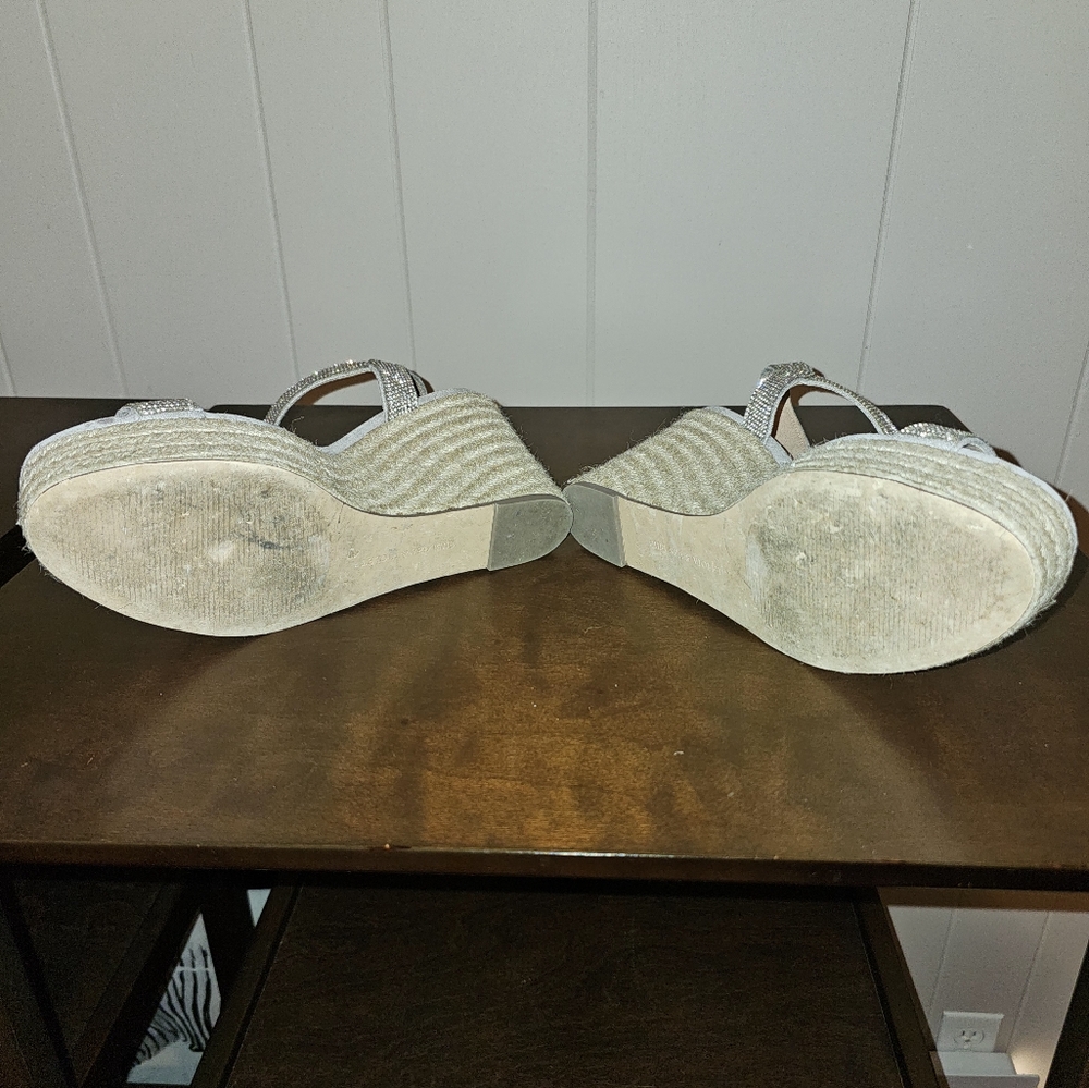 Silver Rhinestone Wedge Sandals - Picture 5 of 7